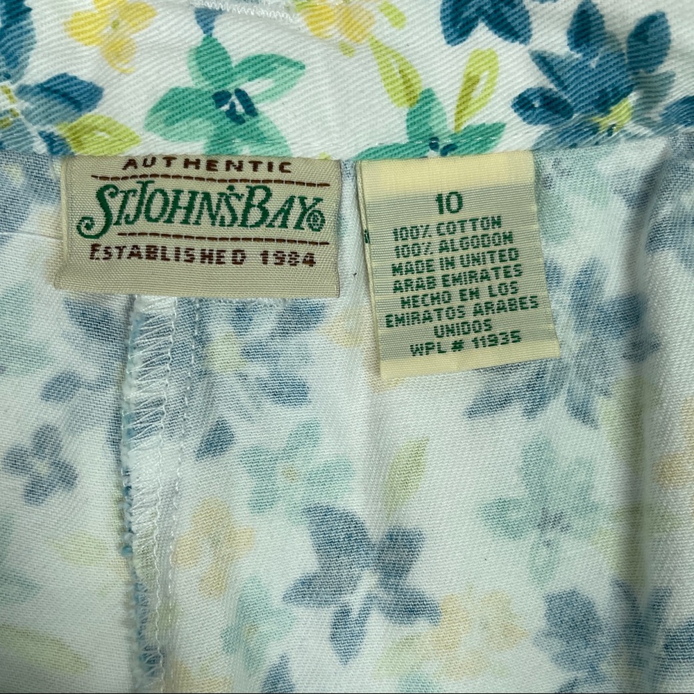 VINTAGE FLORAL SKIRT SKORT WOMENS 10 WHITE YELLOW GREEN FLOWERS BUTTON F… - Picture 8 of 12